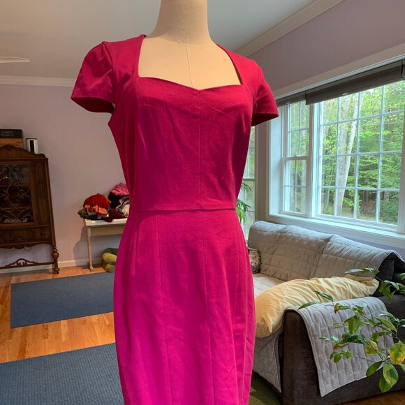 NWT hot pink Banana Republic cap-sleeve dress, US 8 - Picture 1 of 9